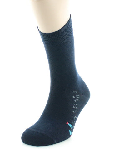 Chaussettes homme en coton peigné à baguette poissons MARINE