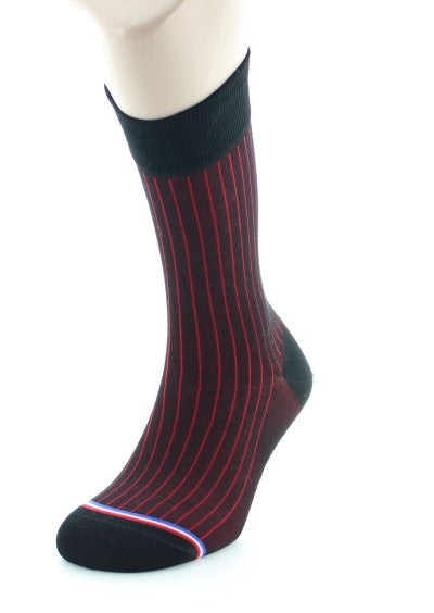Chaussettes homme en fil d'Écosse Matignon Noir/Rouge NOIR