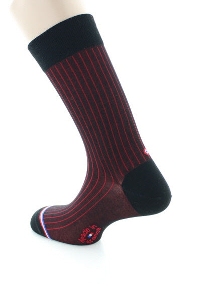 Chaussettes homme en fil d'Écosse Matignon Noir/Rouge NOIR