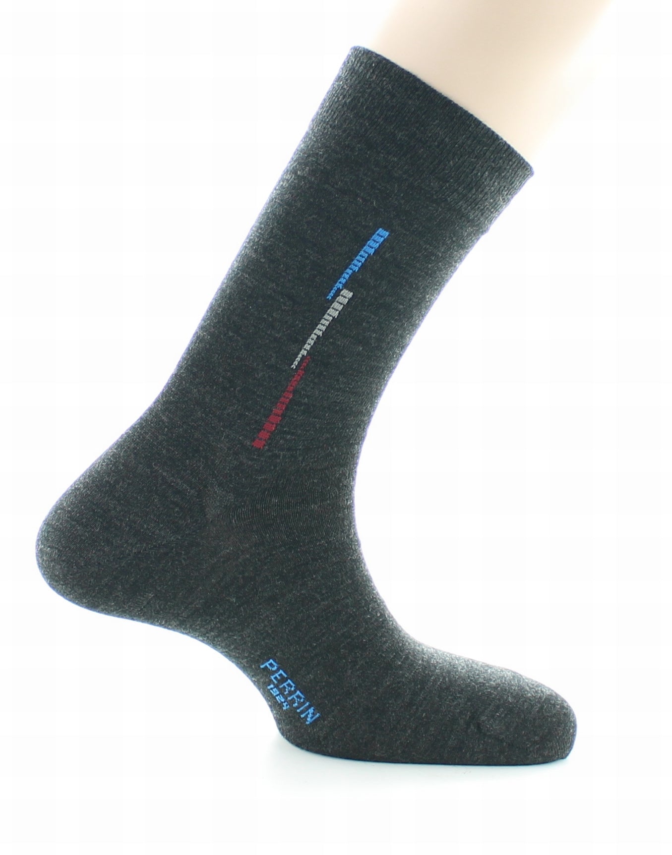 Chaussettes homme fantaisie baguette en laine peignée ANTHRACITE