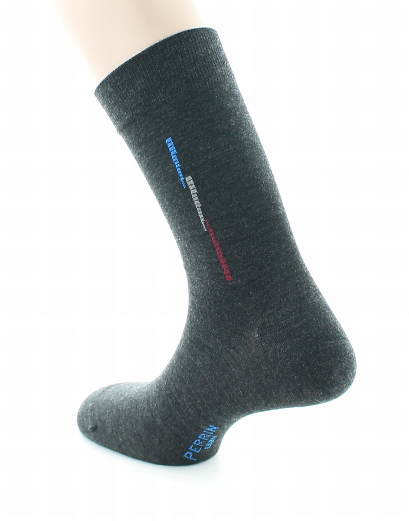 Chaussettes homme fantaisie baguette en laine peignée ANTHRACITE