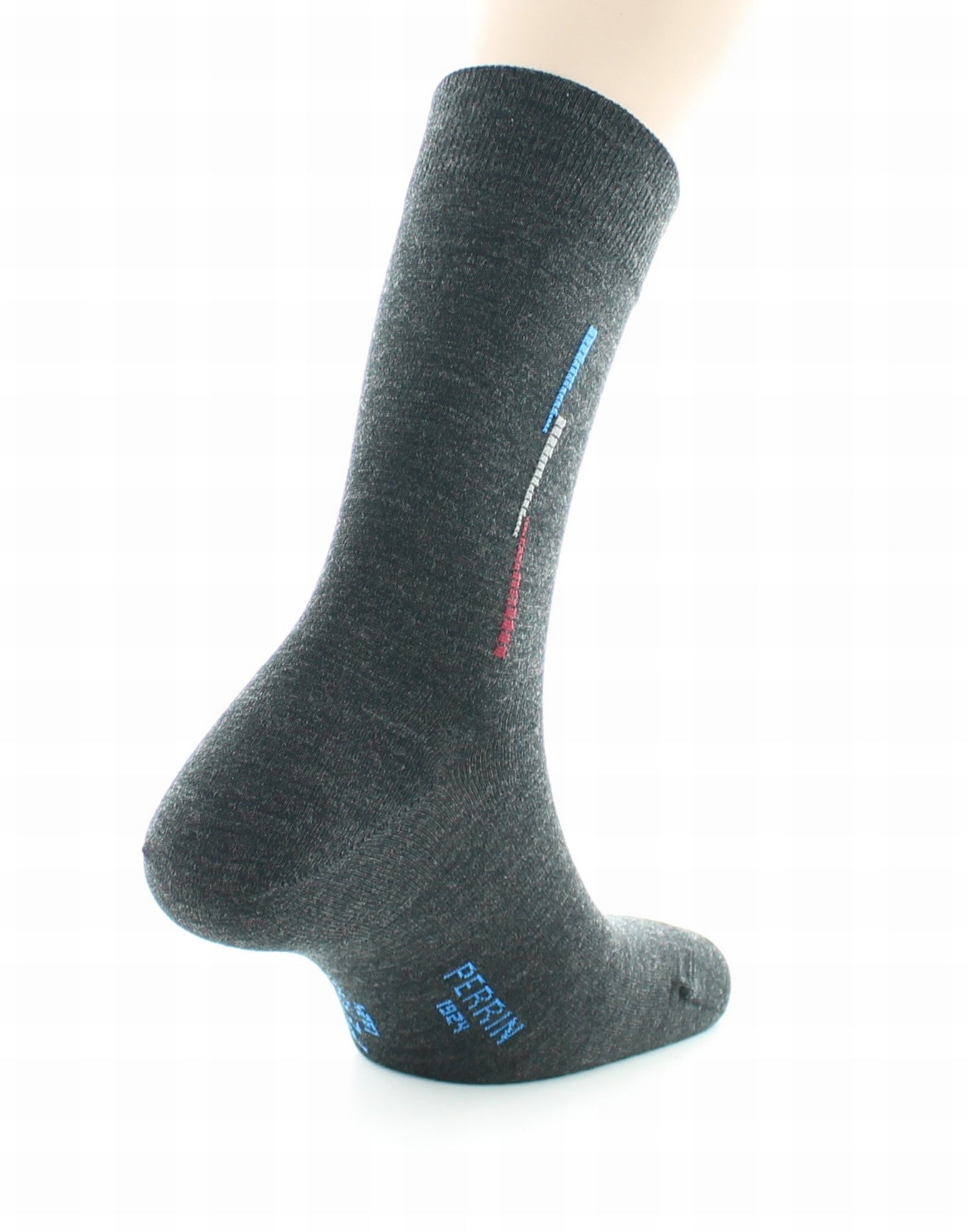 Chaussettes homme fantaisie baguette en laine peignée ANTHRACITE