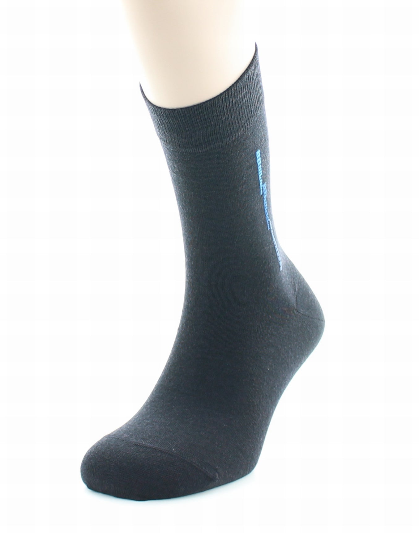 Chaussettes homme fantaisie baguette en laine peignée MARINE