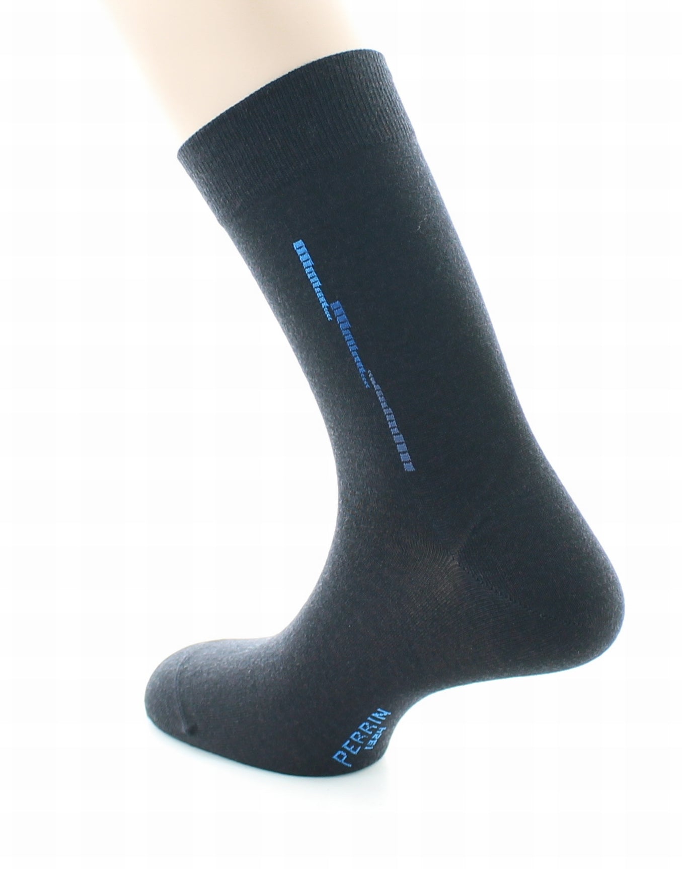 Chaussettes homme fantaisie baguette en laine peignée MARINE