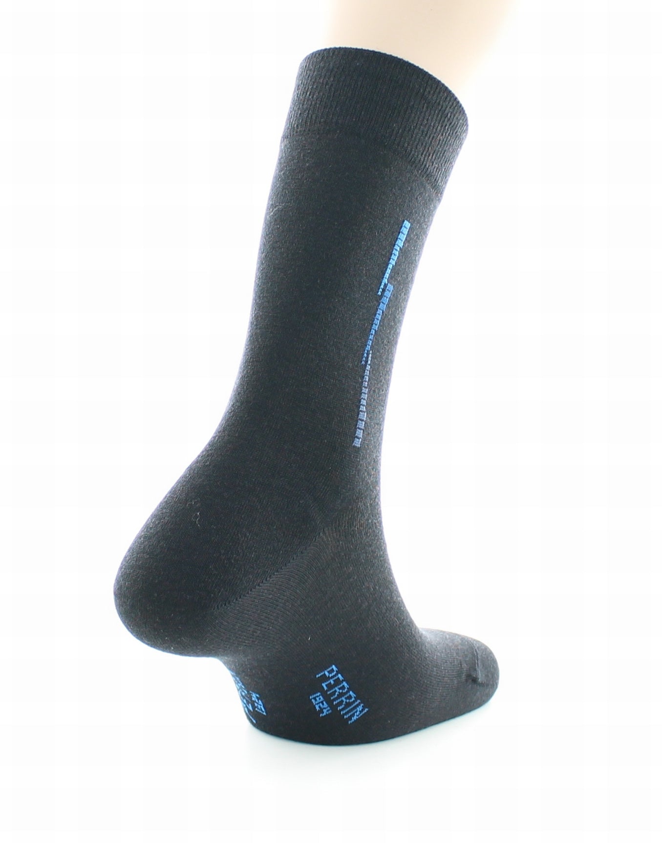 Chaussettes homme fantaisie baguette en laine peignée MARINE