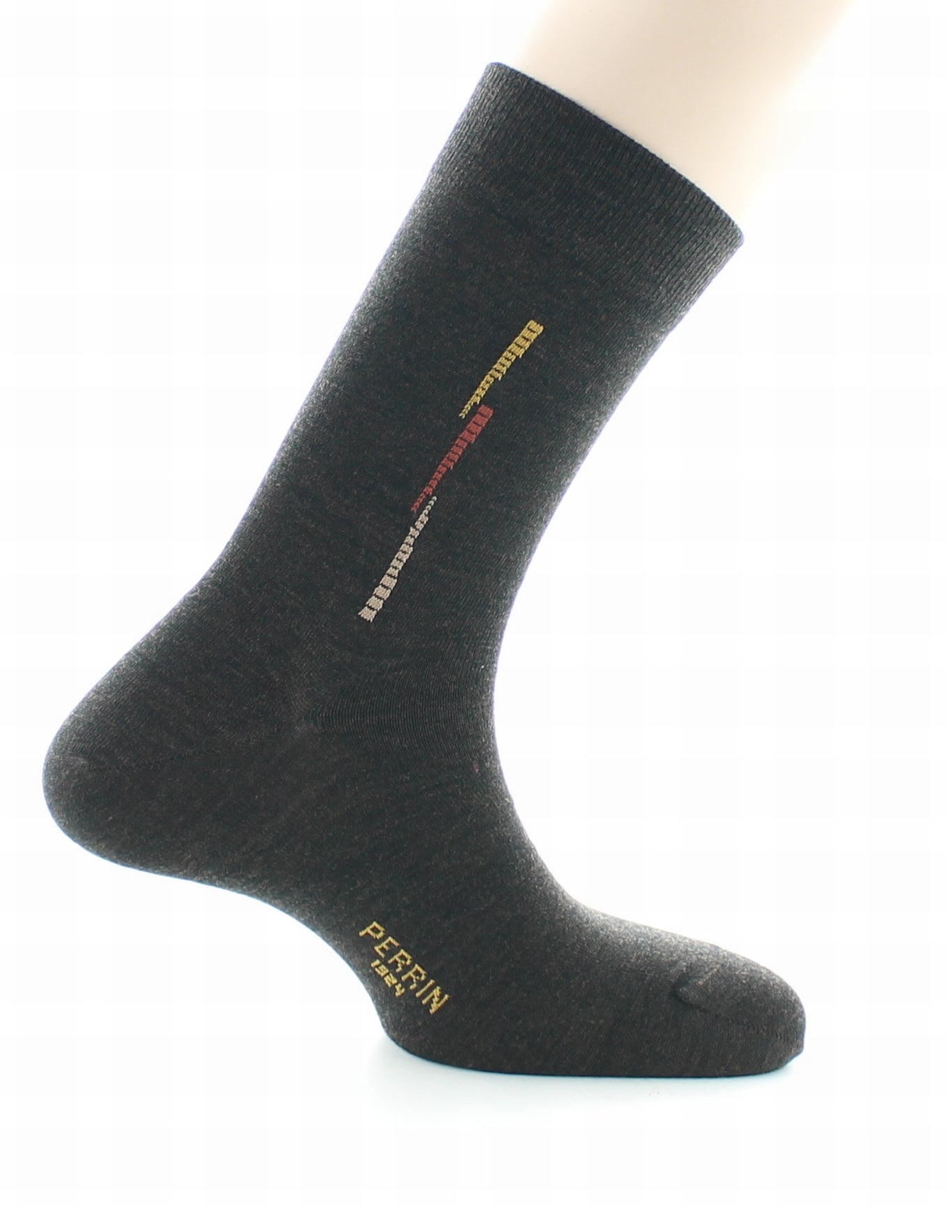 Chaussettes homme fantaisie baguette en laine peignée MARRON