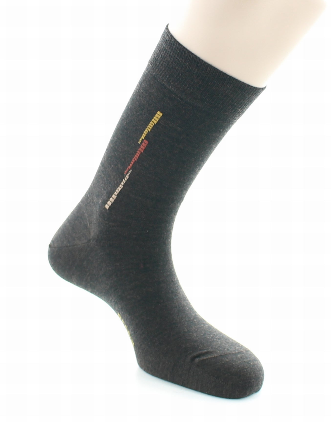 Chaussettes homme fantaisie baguette en laine peignée MARRON