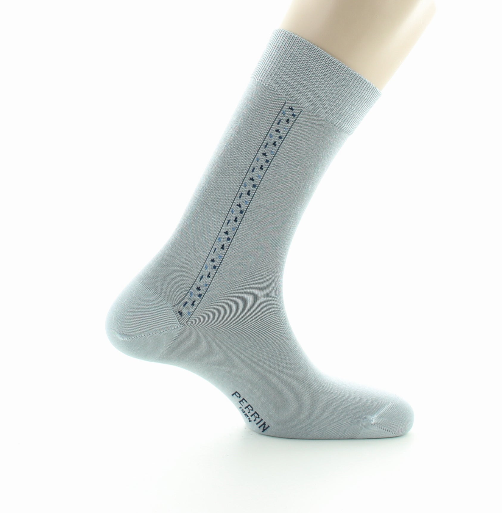 Chaussettes homme fantaisie baguette plumetis en coton fil d'Écosse GRIS