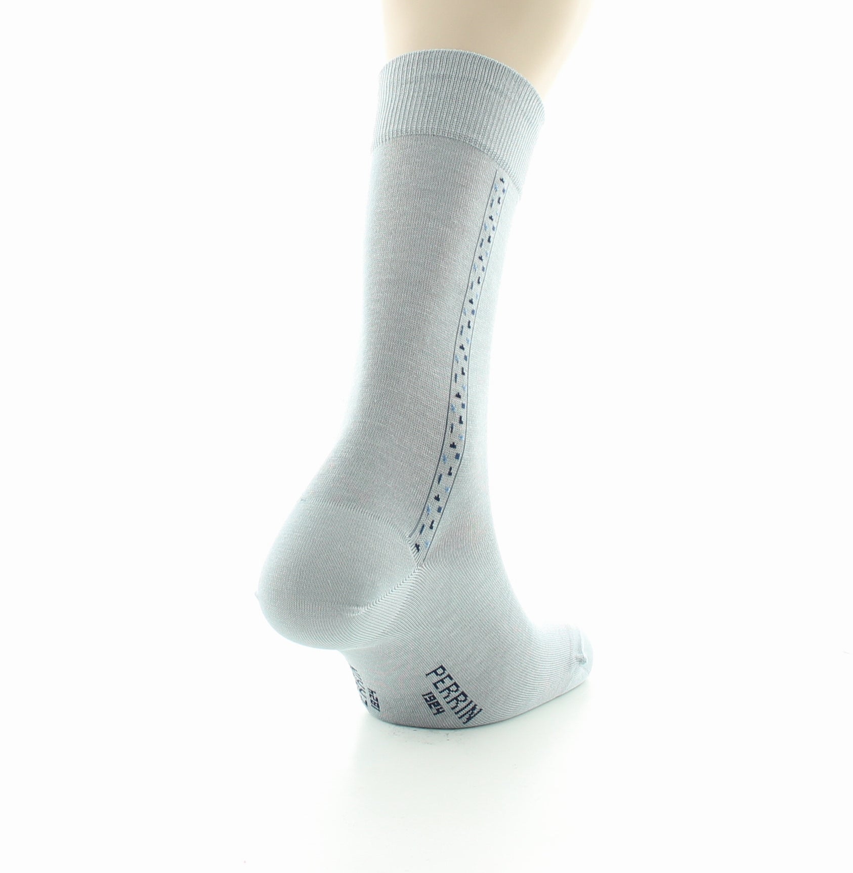 Chaussettes homme fantaisie baguette plumetis en coton fil d'Écosse GRIS