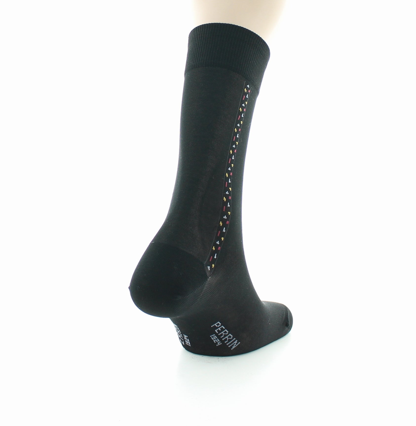 Chaussettes homme fantaisie baguette plumetis en coton fil d'Écosse NOIR