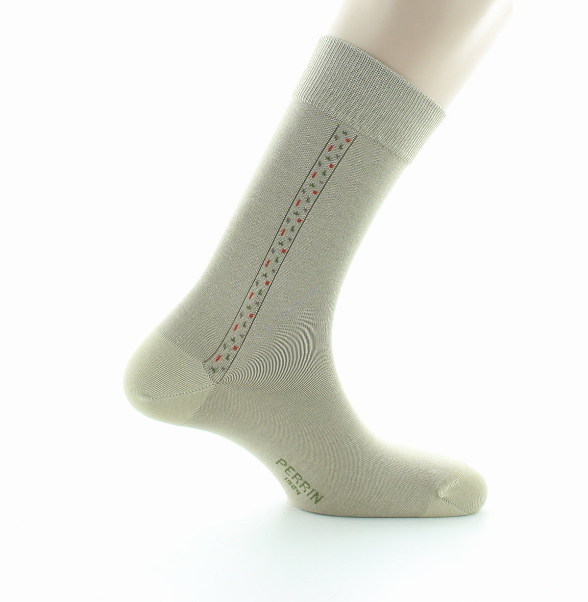 Chaussettes homme fantaisie baguette plumetis en coton fil d'Écosse TILLEUL