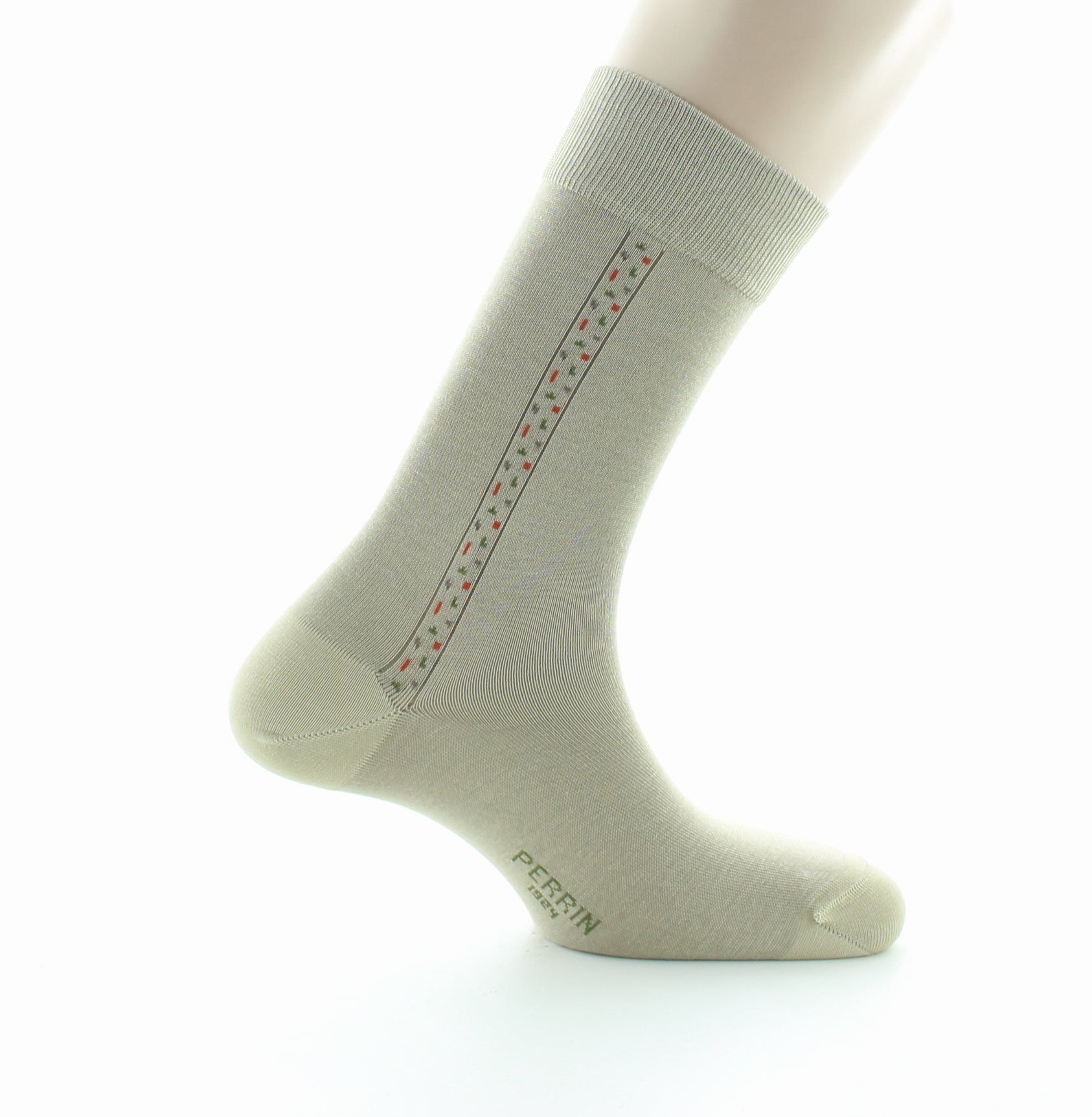 Chaussettes homme fantaisie baguette plumetis en coton fil d'Écosse TILLEUL