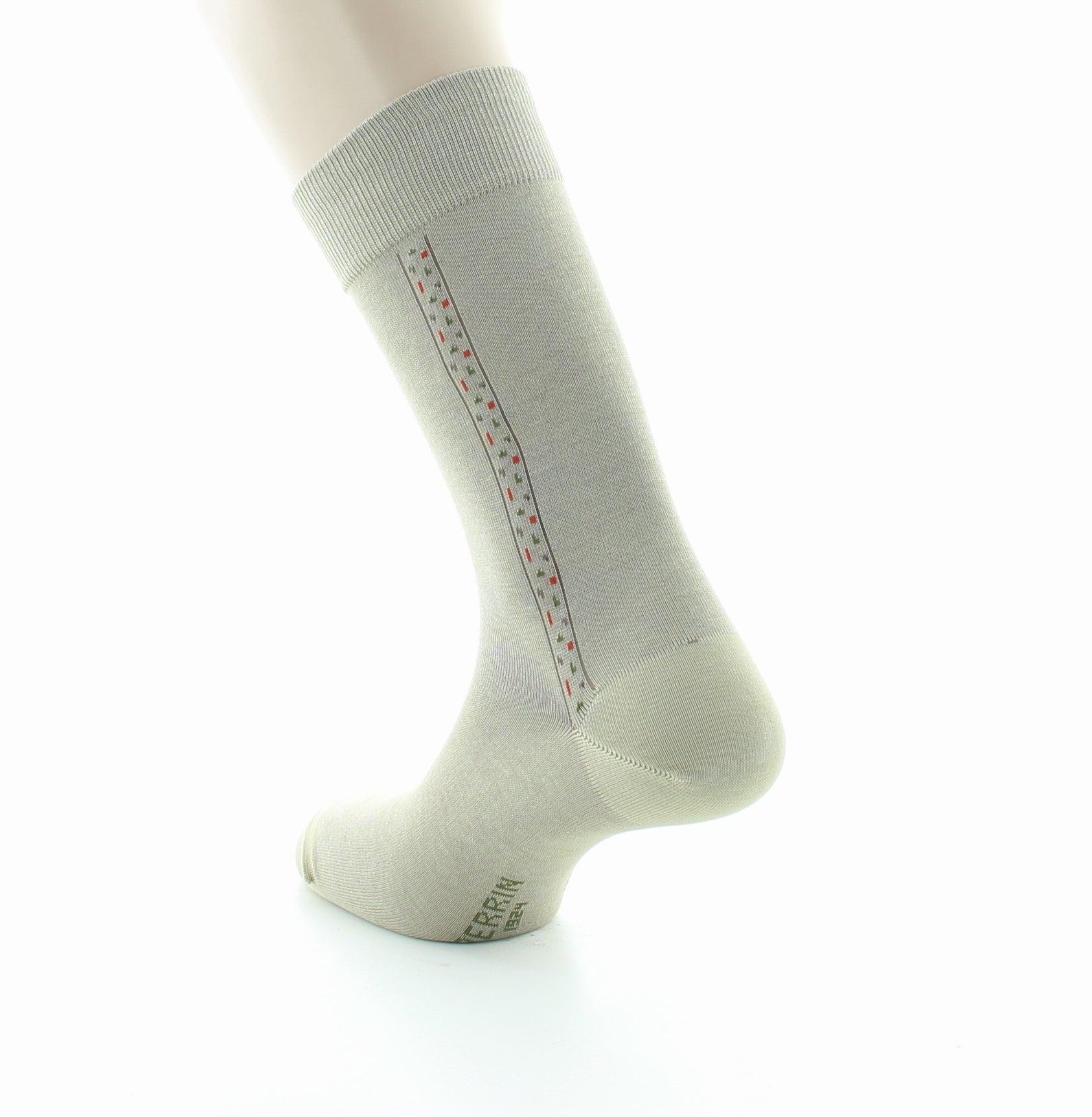 Chaussettes homme fantaisie baguette plumetis en coton fil d'Écosse TILLEUL