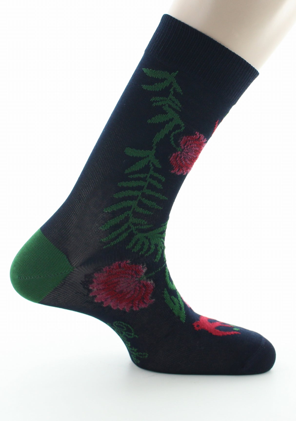 Chaussettes homme fil d'Ecosse Fleurs et Feuilles MARINE