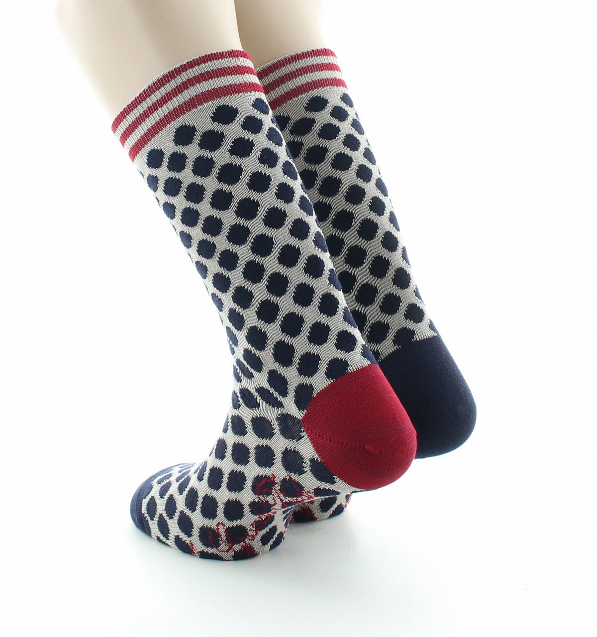 Chaussettes homme fil d'Ecosse pois MARINE/ECRU