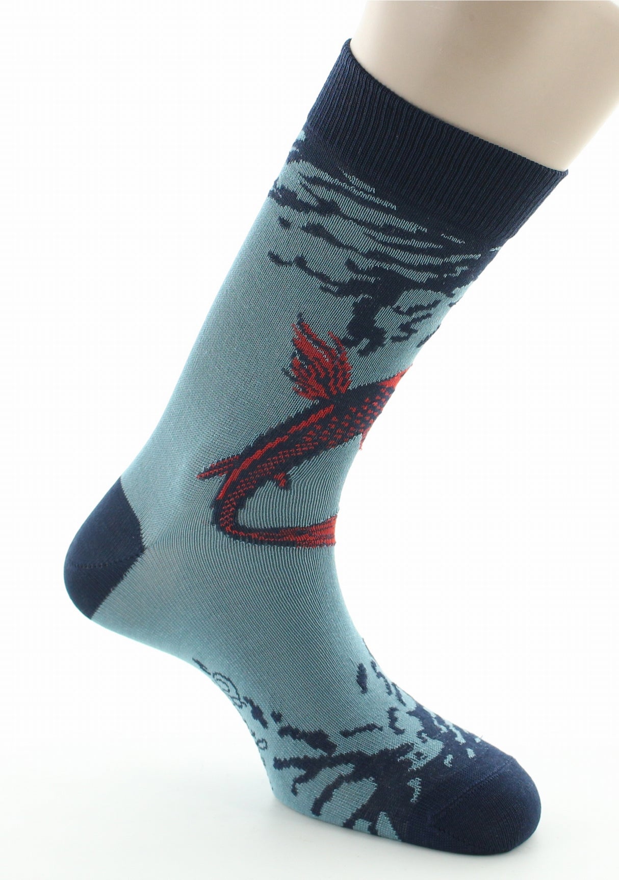 Chaussettes homme fil d'Ecosse Poisson Japonais BLEU