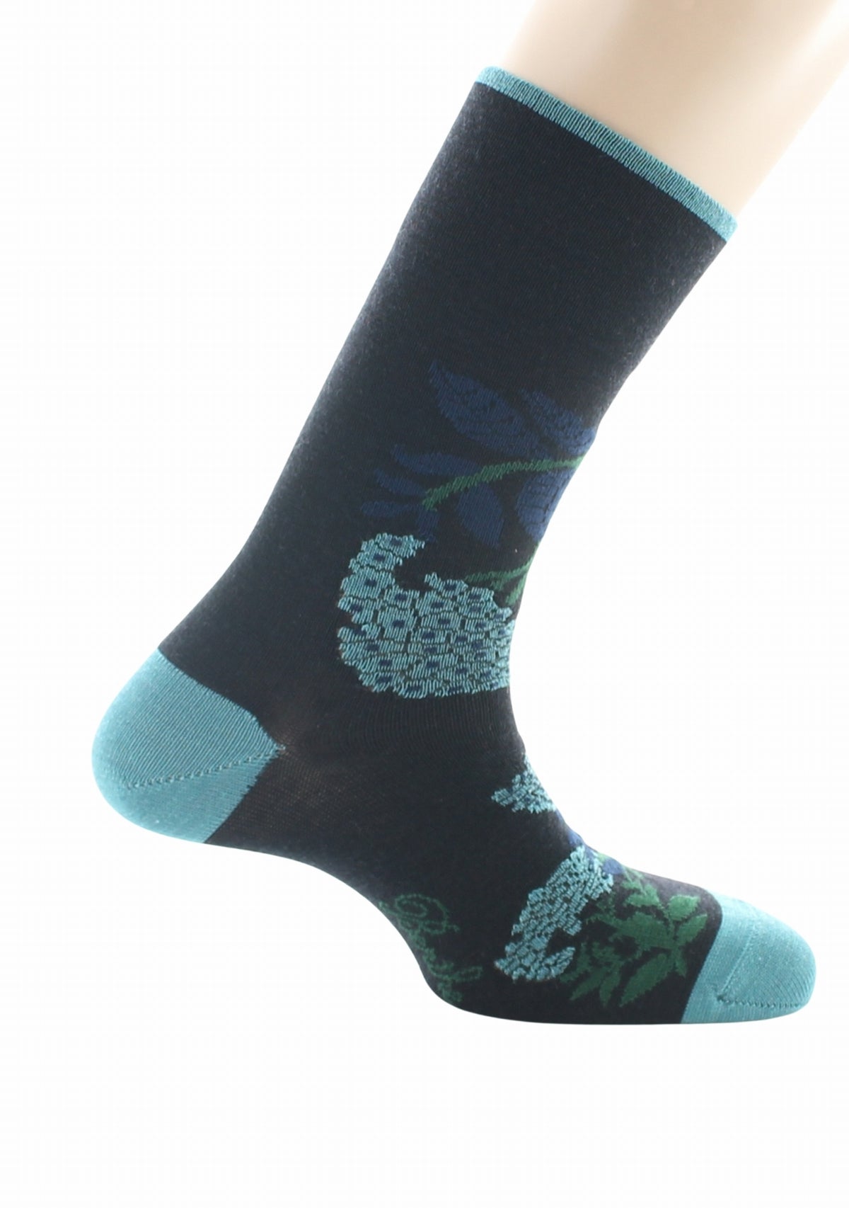 Chaussettes homme laine Berthe Fleurs NOIR/EPICEA
