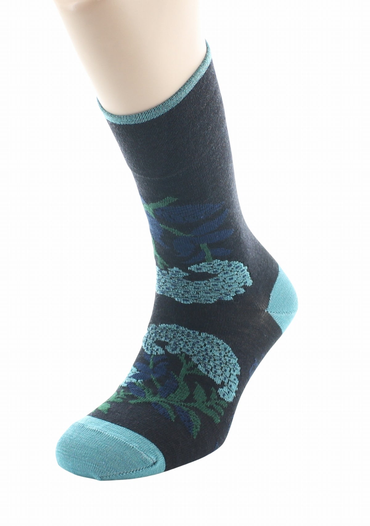 Chaussettes homme laine Berthe Fleurs NOIR/EPICEA