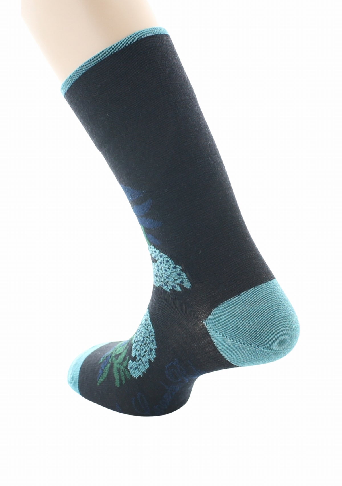 Chaussettes homme laine Berthe Fleurs NOIR/EPICEA