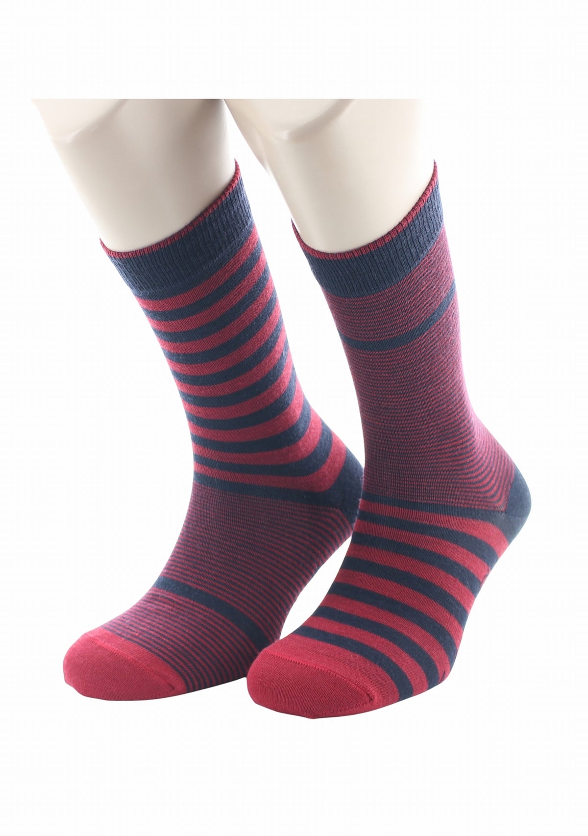 Chaussettes homme laine Rayures Asymétriques Marine/Rouge - Berthe MARINE/ROUGE