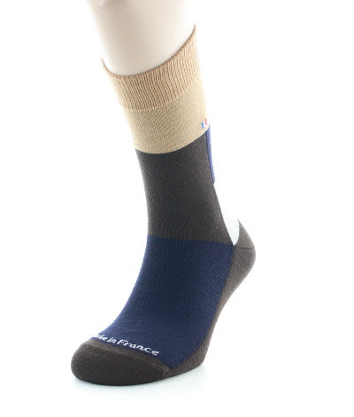 Chaussettes homme Patchwork en laine peignée MARRON/BEIGE