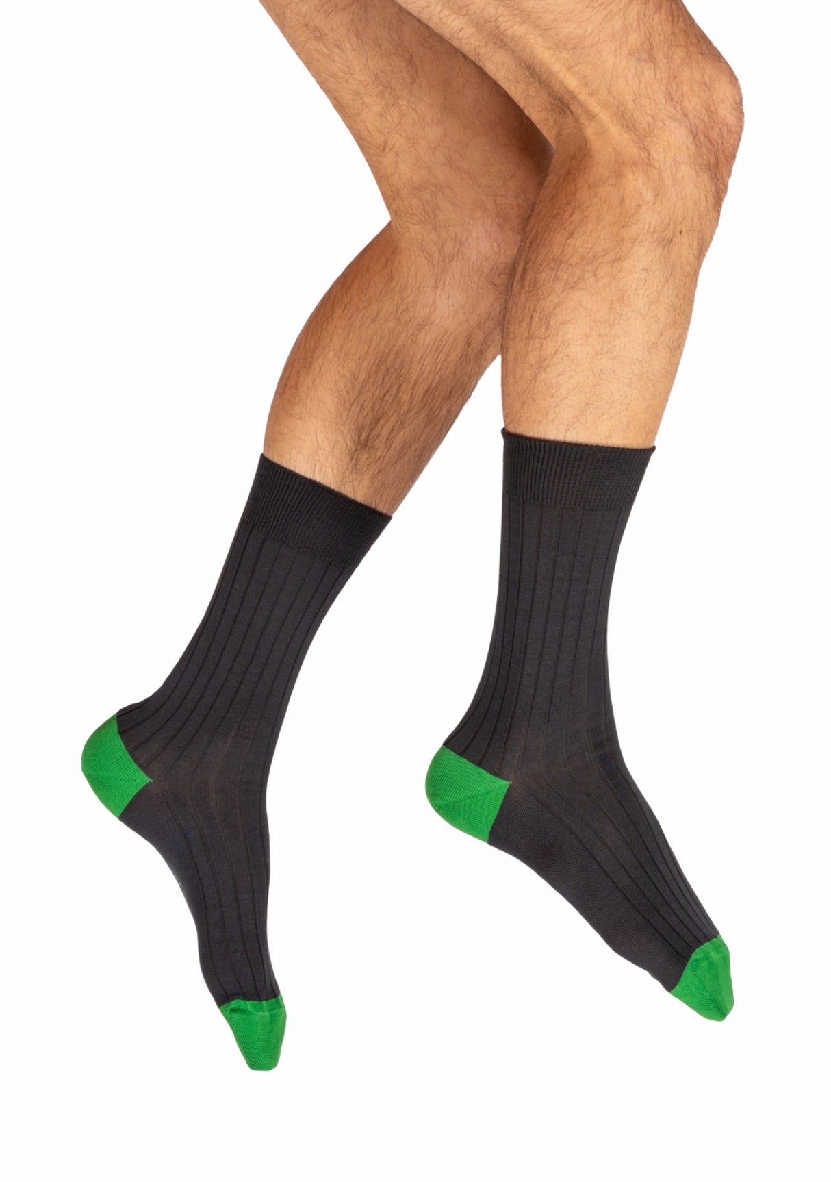 Chaussettes Jean GABIN anthracite / vert pomme ANTHR-VERT POMME