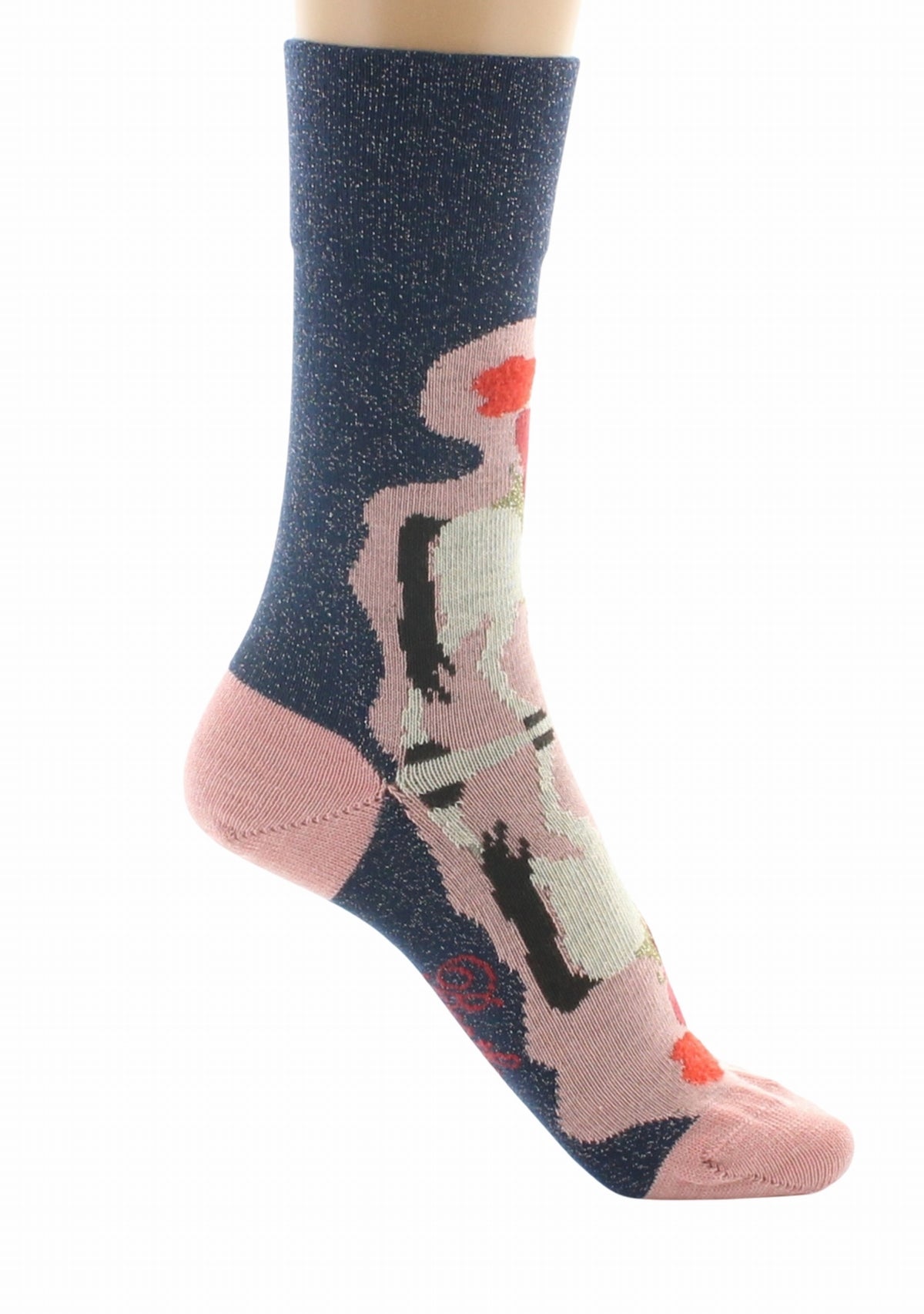 Chaussettes laine femme La Cavalière - Berthe Aux Grands Pieds BLEU NUIT/ROSE