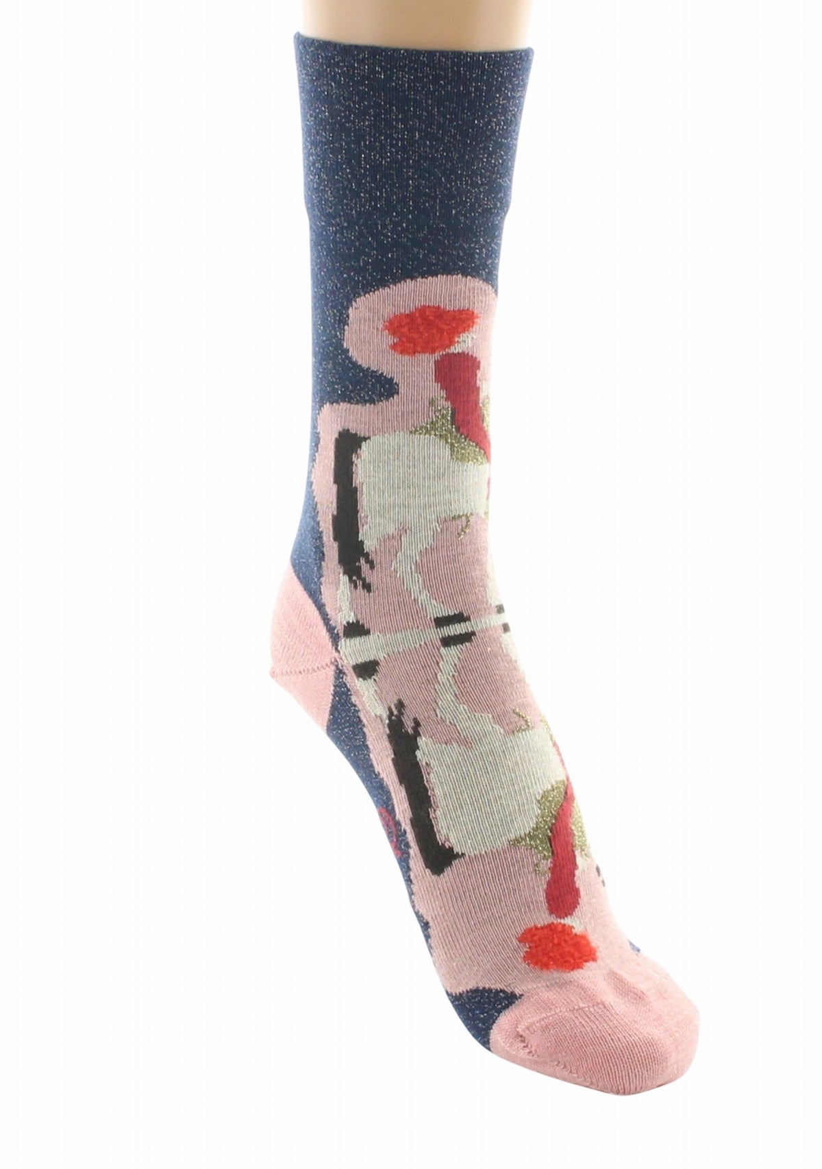 Chaussettes laine femme La Cavalière - Berthe Aux Grands Pieds BLEU NUIT/ROSE