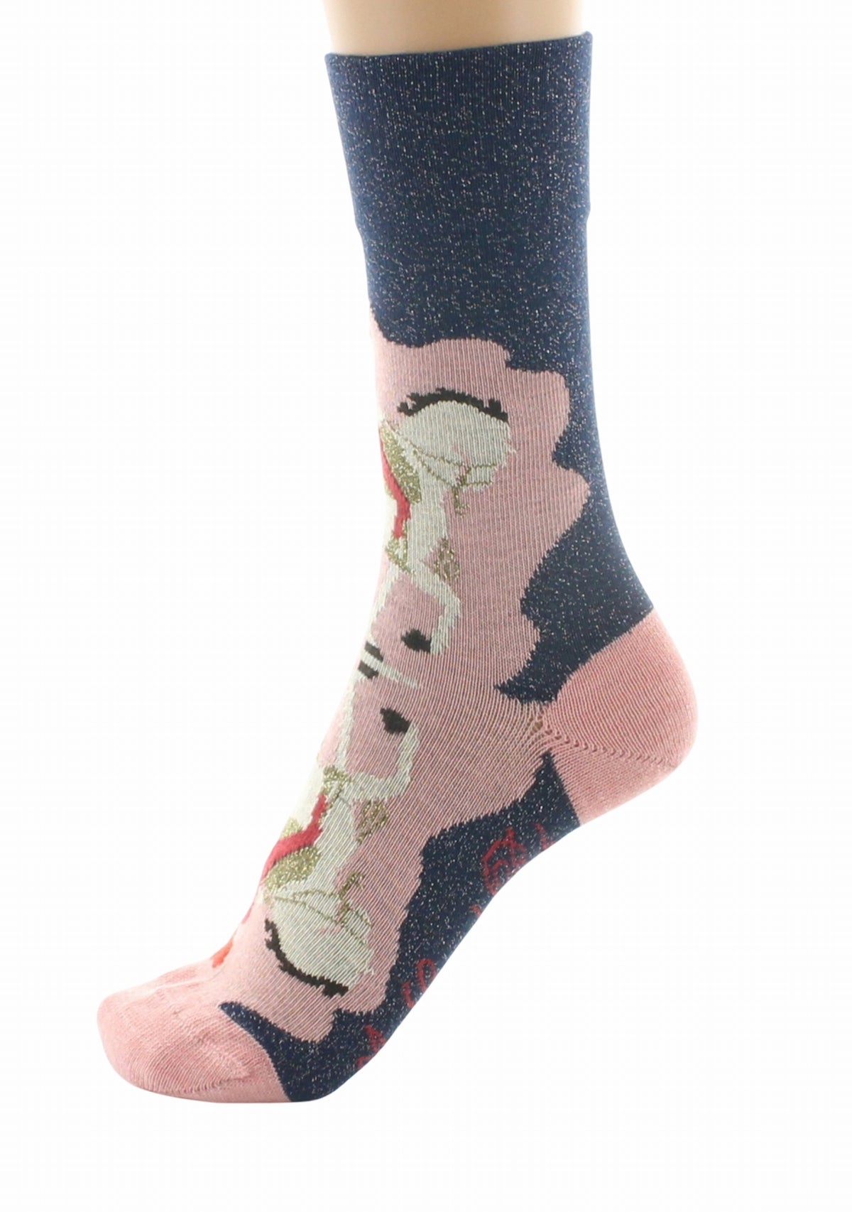 Chaussettes laine femme La Cavalière - Berthe Aux Grands Pieds BLEU NUIT/ROSE