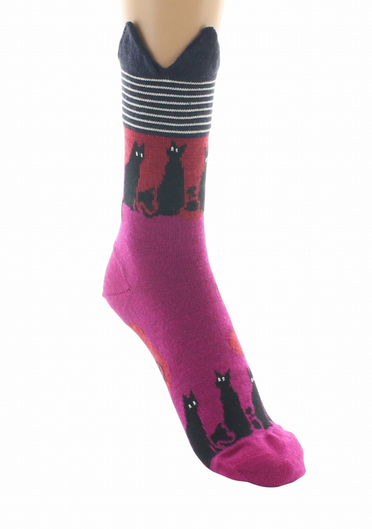 Chaussettes laine femme Les Chats - Berthe Aux Grands Pieds ROSE/ROUGE