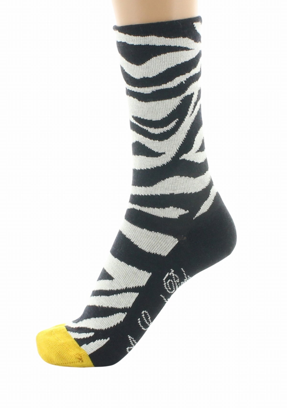Chaussettes laine femme motif zèbre - Berthe Aux Grands Pieds NOIR/BLANC