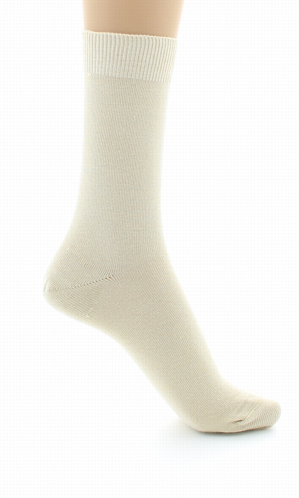 Chaussettes mixtes à maille unie en coton peigné BEIGE