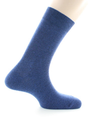 Chaussettes mixtes à maille unie en coton peigné BLEU JEAN