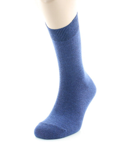 Chaussettes mixtes à maille unie en coton peigné BLEU JEAN