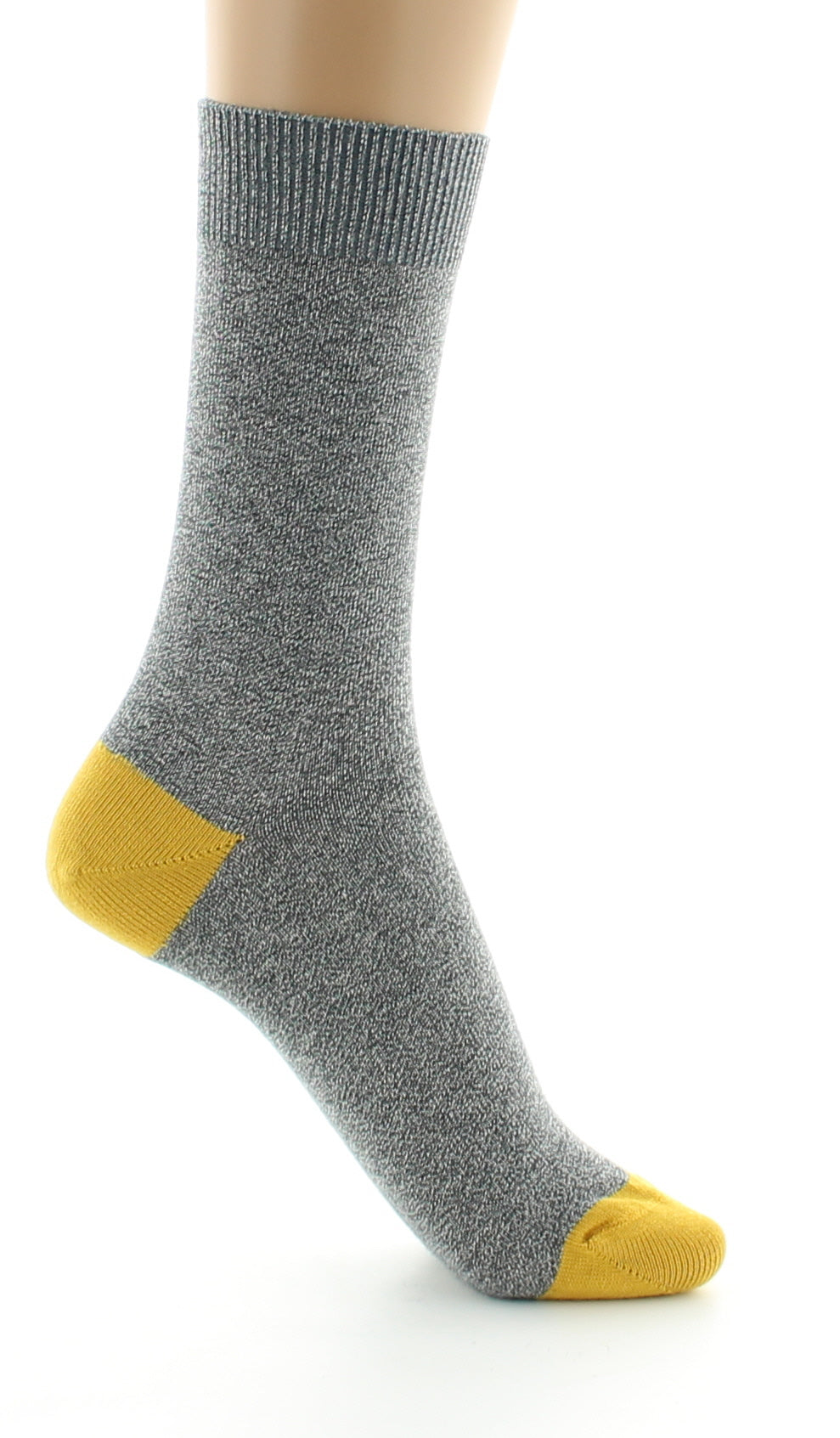 Chaussettes mixtes à maille unie en coton peigné GRIS