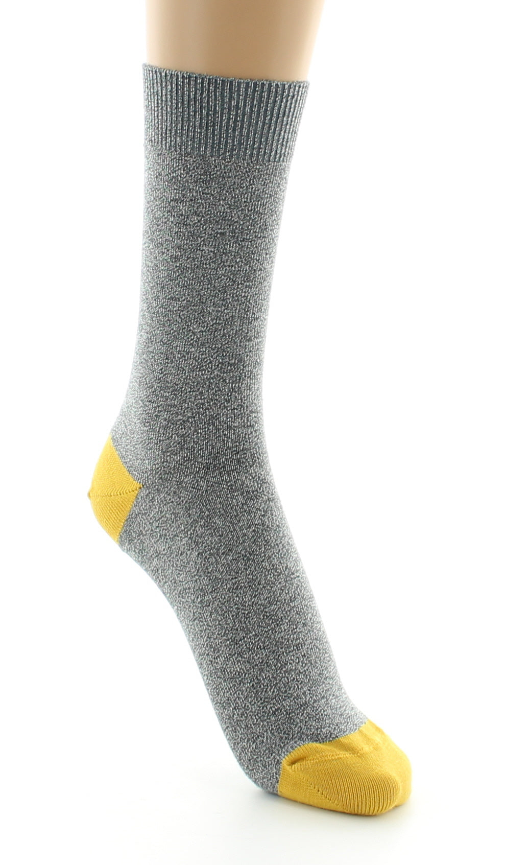 Chaussettes mixtes à maille unie en coton peigné GRIS