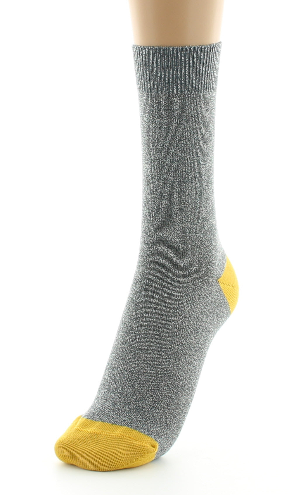 Chaussettes mixtes à maille unie en coton peigné GRIS