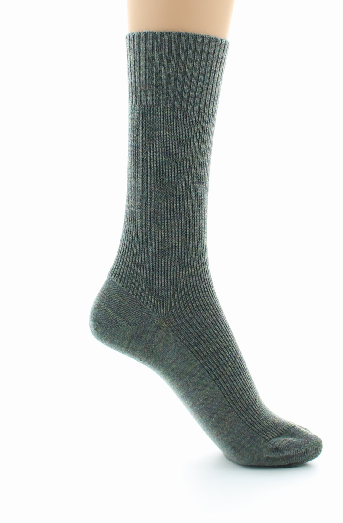 Chaussettes mixtes Confort en laine peignée sans élastique KAKI CHINE