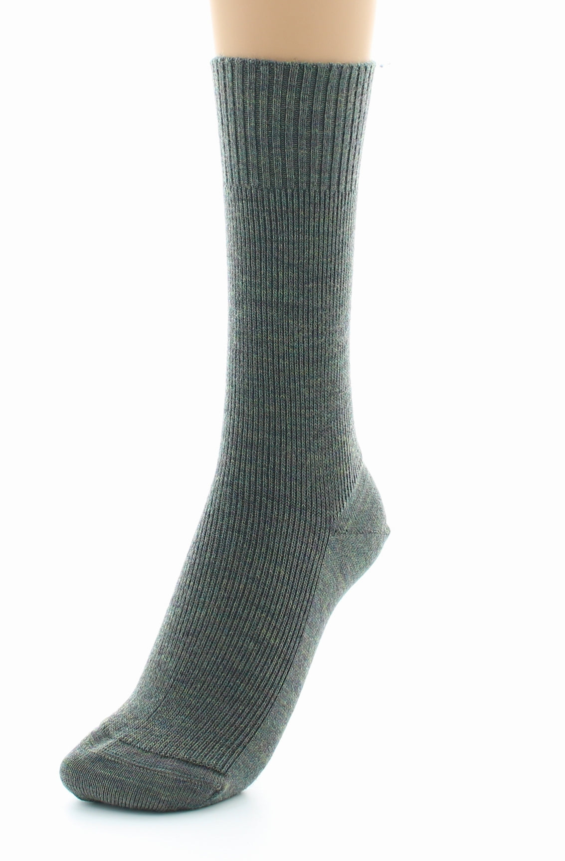 Chaussettes mixtes Confort en laine peignée sans élastique KAKI CHINE