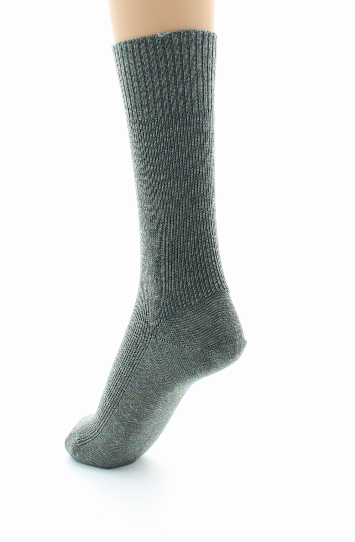 Chaussettes mixtes Confort en laine peignée sans élastique KAKI CHINE