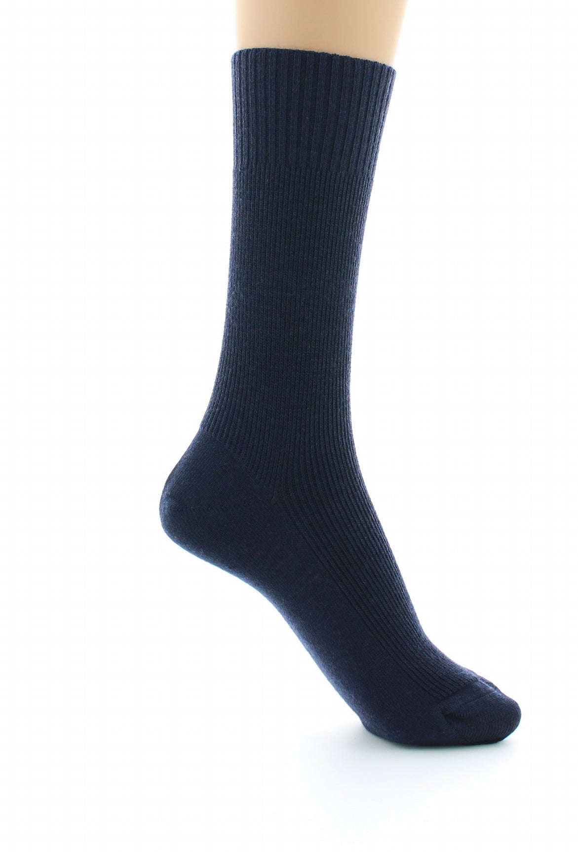 Chaussettes mixtes Confort en laine peignée sans élastique MARINE