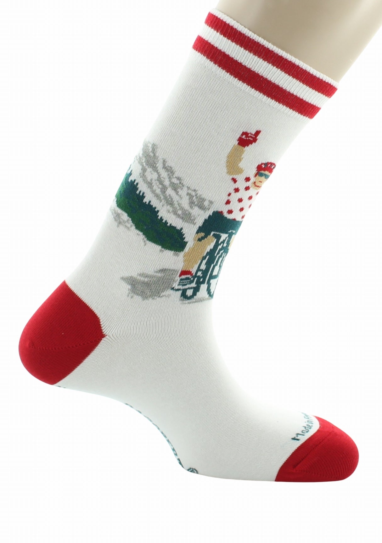 Chaussettes mixtes coton Grimpeur - Les Échappées - Dagobert à l'envers BLANC/ROUGE
