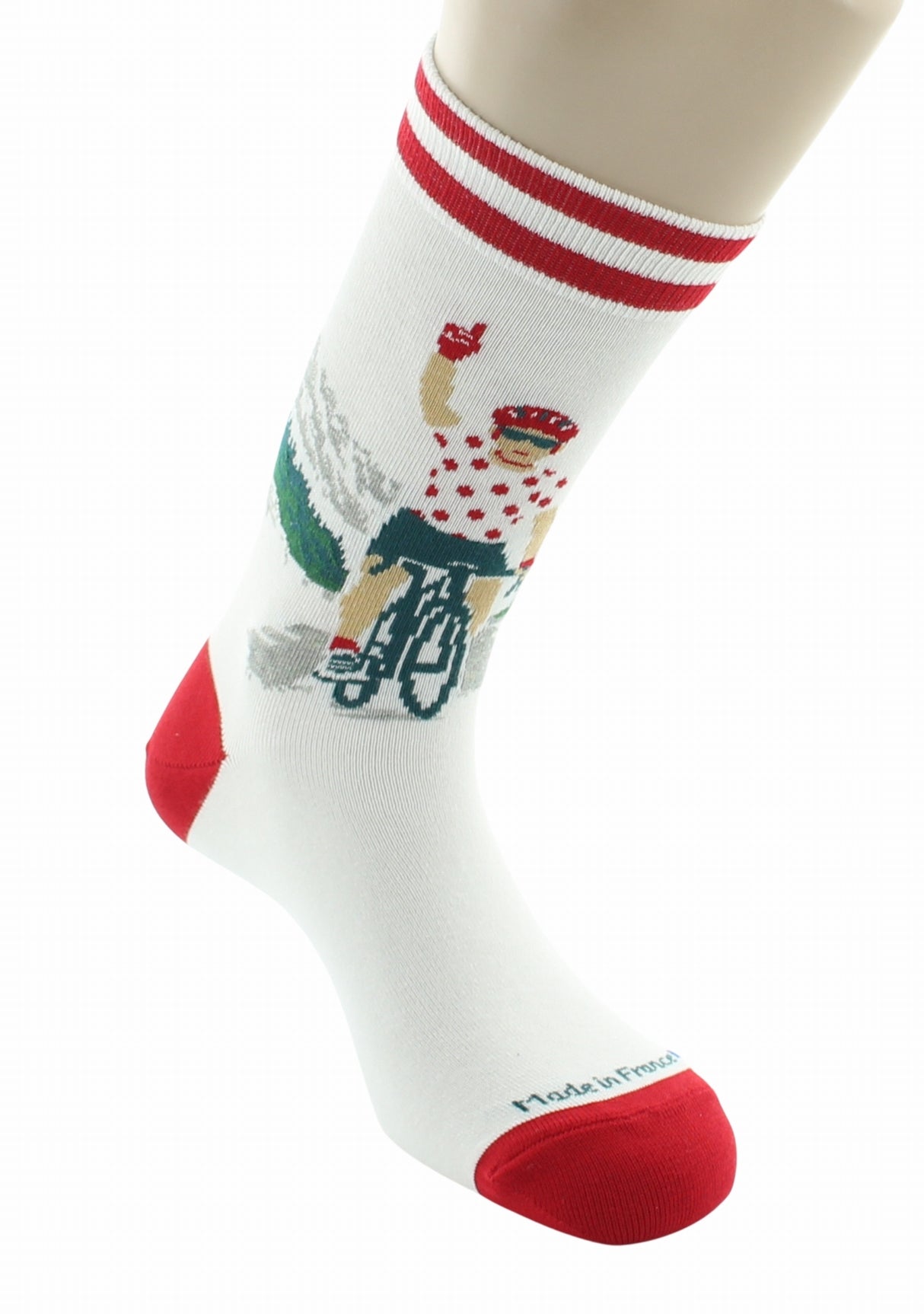 Chaussettes mixtes coton Grimpeur - Les Échappées - Dagobert à l'envers BLANC/ROUGE
