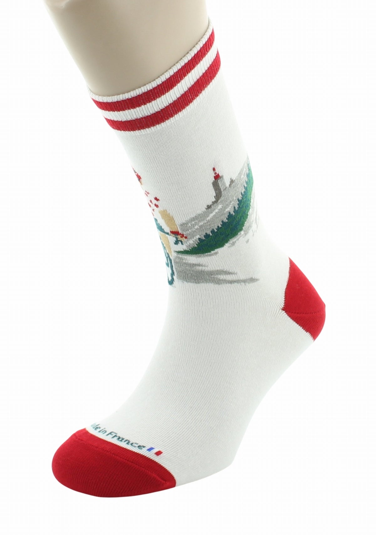 Chaussettes mixtes coton Grimpeur - Les Échappées - Dagobert à l'envers BLANC/ROUGE