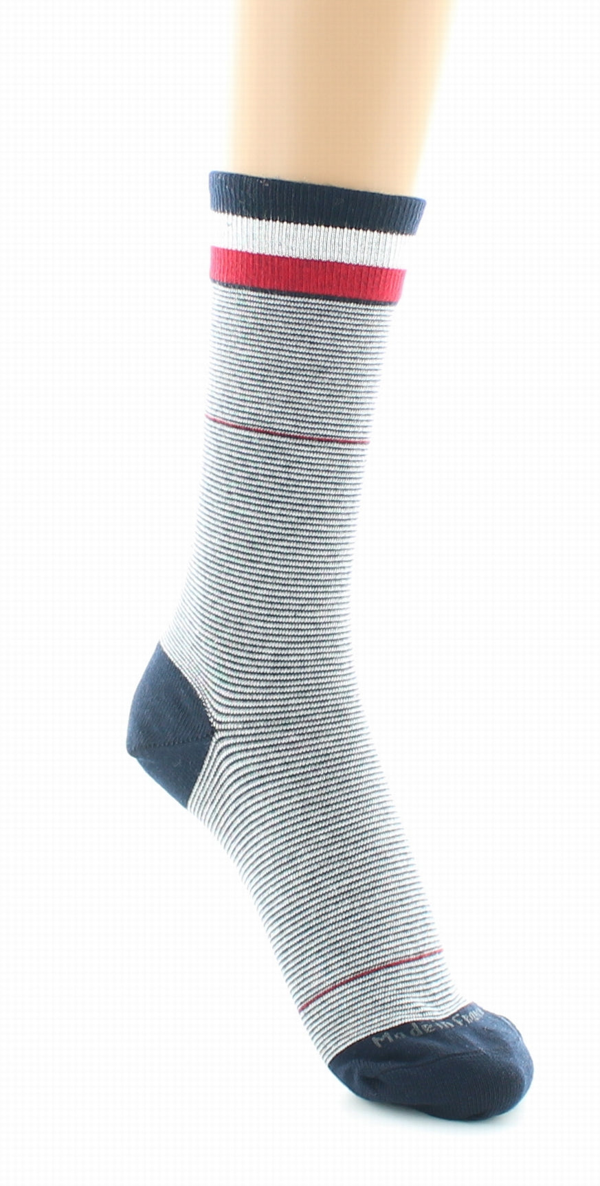 Chaussettes mixtes en coton Croisière rayées marine MARINE