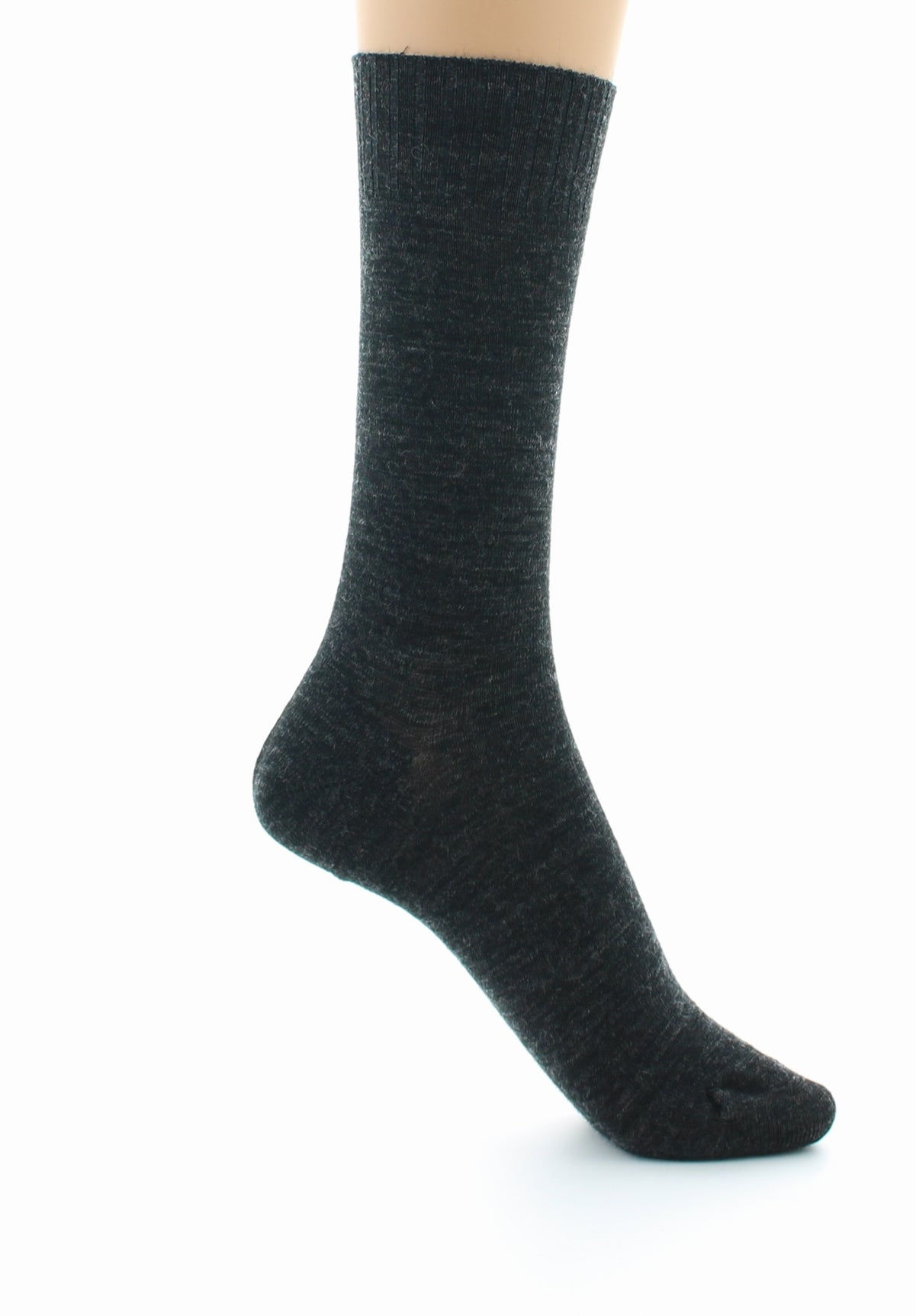 Chaussettes mixtes fines Confort en laine peignée ANTHRACITE