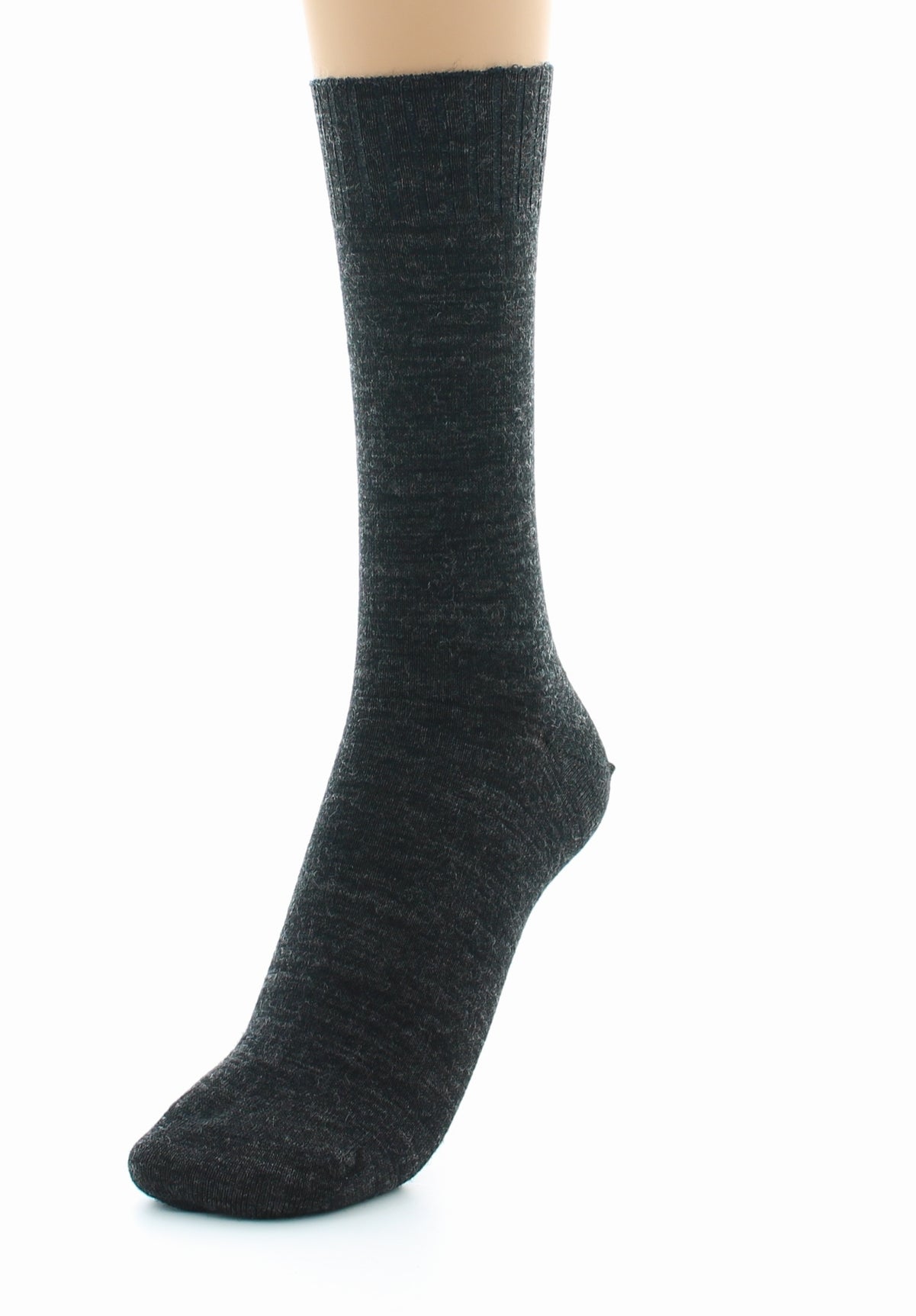 Chaussettes mixtes fines Confort en laine peignée ANTHRACITE