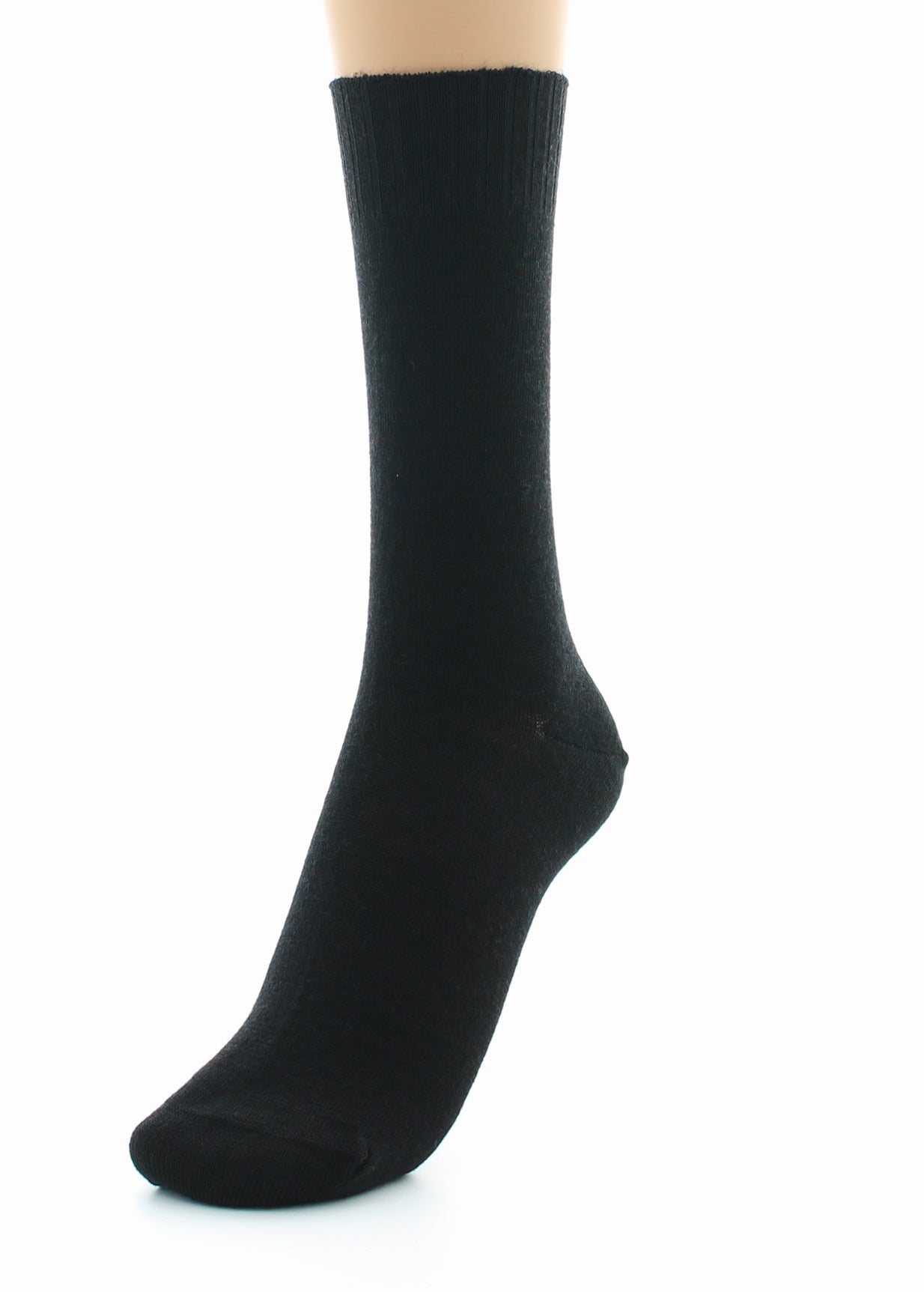 Chaussettes mixtes fines Confort en laine peignée NOIR