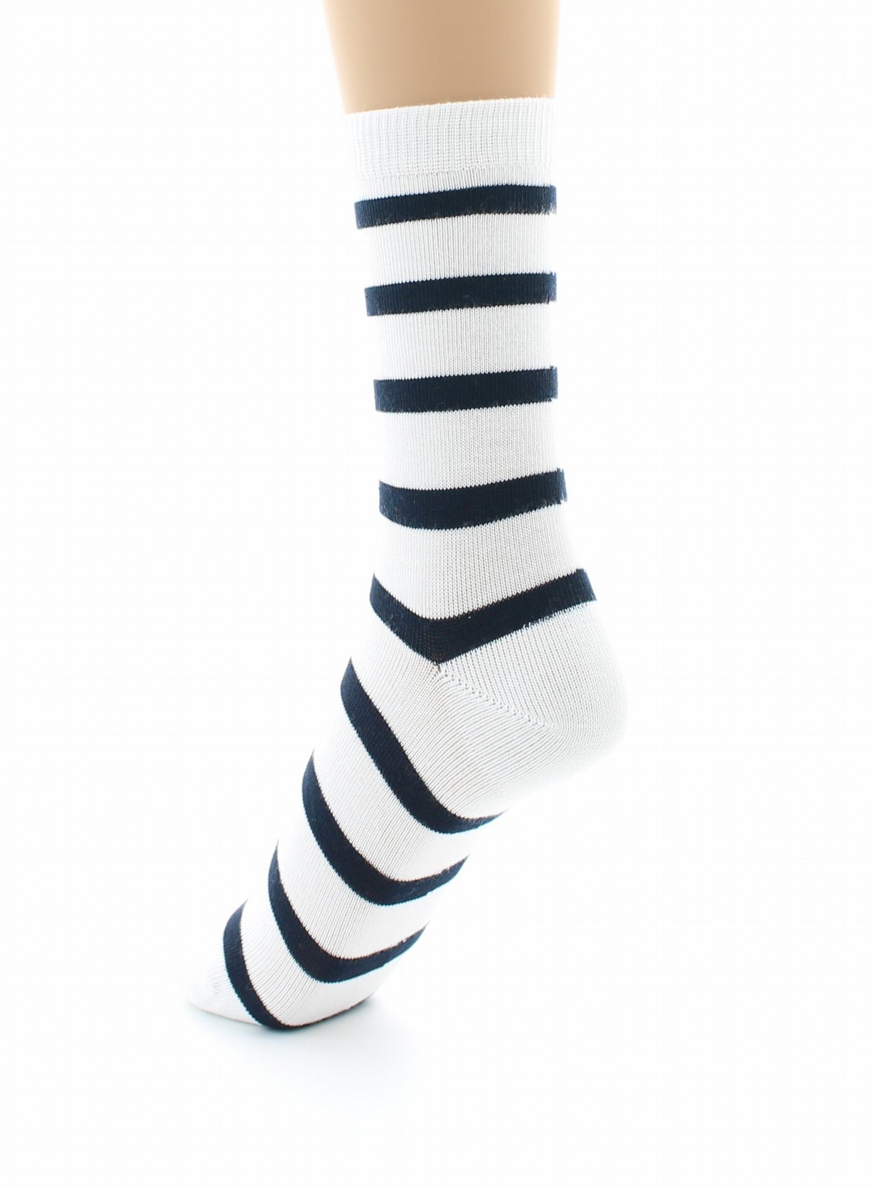 Chaussettes mixtes Marinière en coton peigné BLANC-MARINE