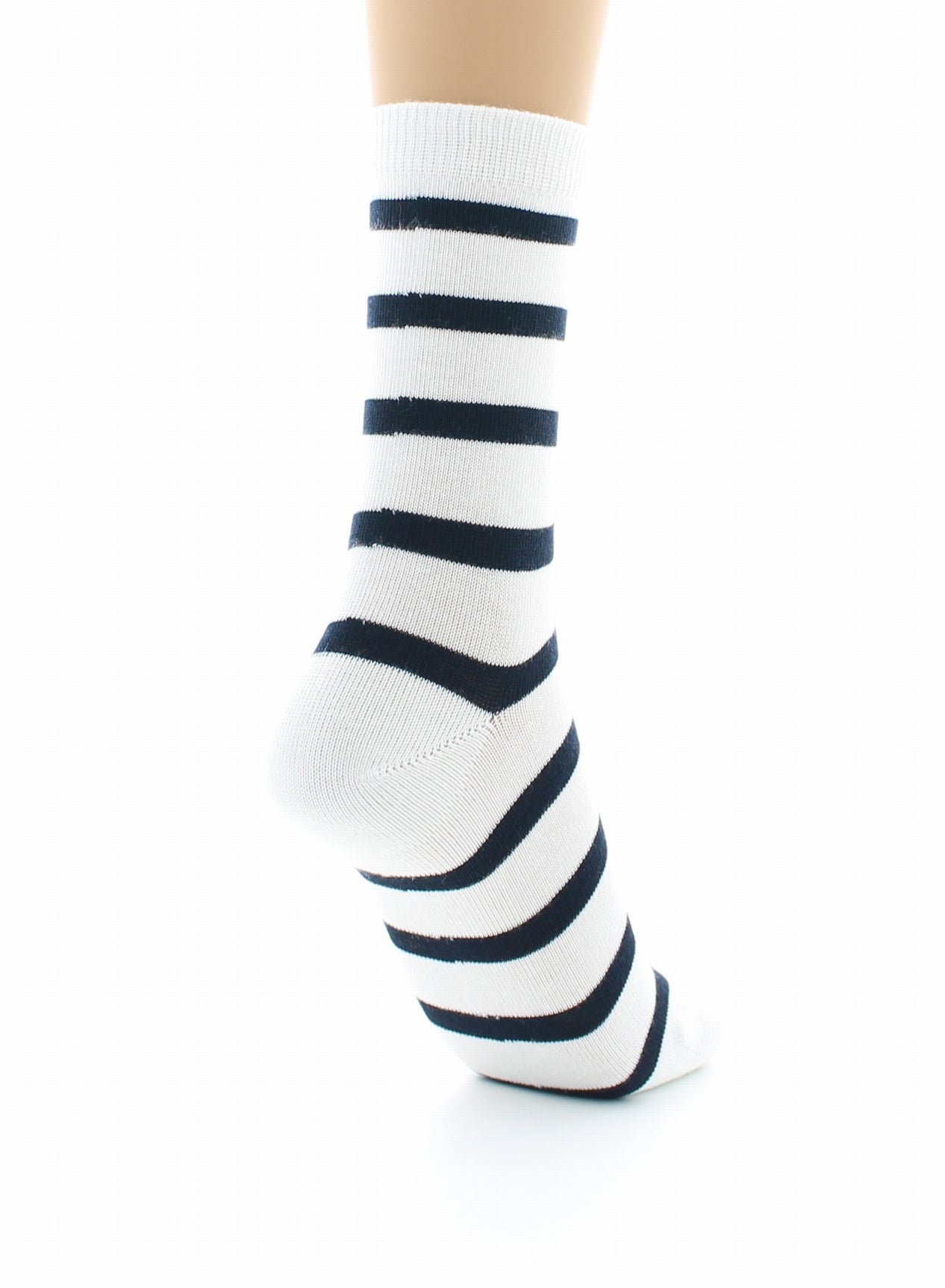 Chaussettes mixtes Marinière en coton peigné BLANC-MARINE